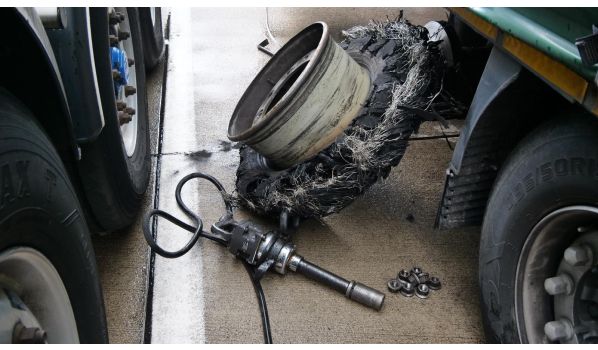 72555 Metzingen, mobiler Reifendienst für einen Auflieger mit zwei Platzern